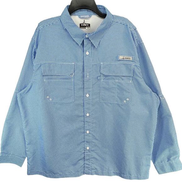 Habit River Guide Fishing Shirt Mens 2XL Blue Check Vented UV Lakeside Outdoors - Picture 1 of 13
